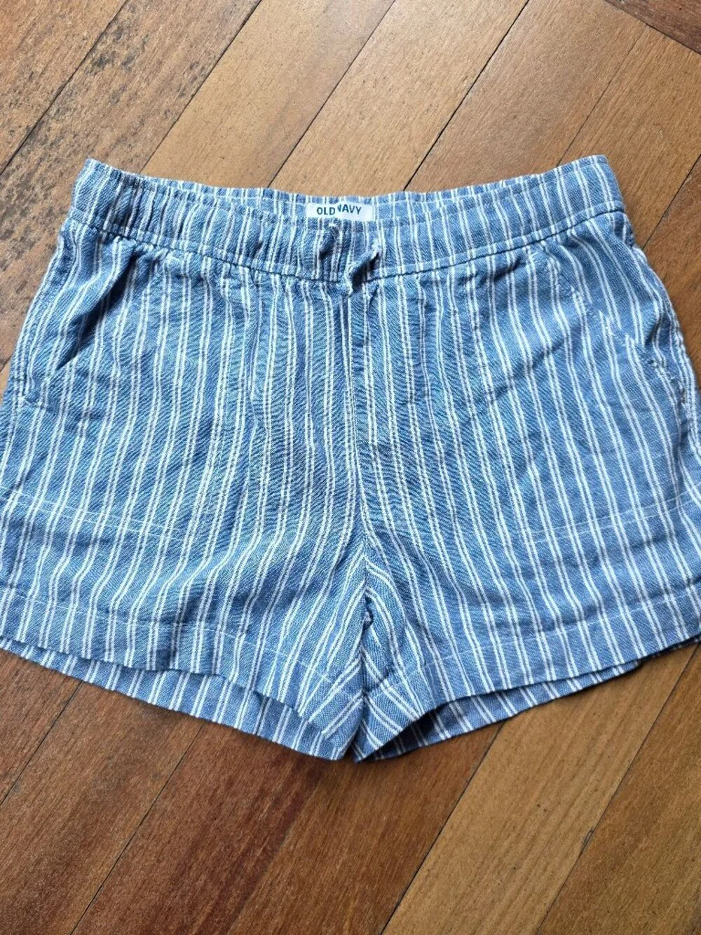 Old Navy Girls Blue/White Striped Linen Shorts Size XL (14-16)